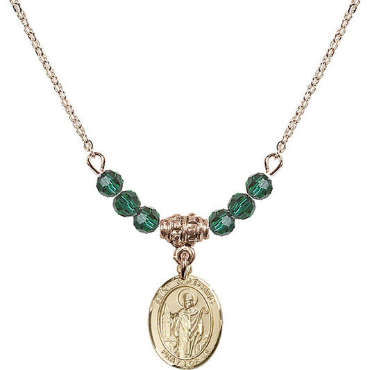 14kt Gold Filled Saint Wolfgang Birthstone Necklace with Emerald Beads - 9323