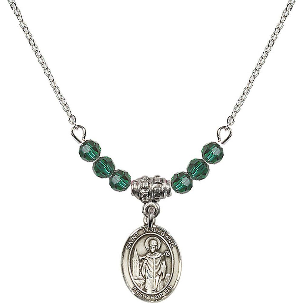 Sterling Silver Saint Wolfgang Birthstone Necklace with Emerald Beads - 9323