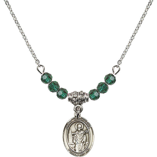 Sterling Silver Saint Wolfgang Birthstone Necklace with Emerald Beads - 9323