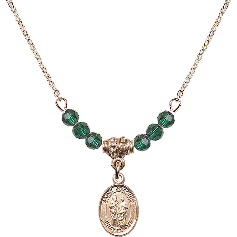 14kt Gold Filled Saint Joachim Birthstone Necklace with Emerald Beads - 9348