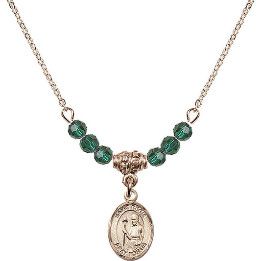 14kt Gold Filled Saint Regis Birthstone Necklace with Emerald Beads - 9380