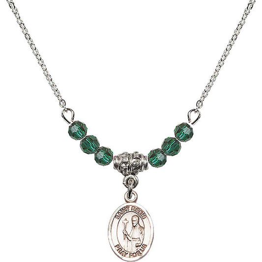 Sterling Silver Saint Regis Birthstone Necklace with Emerald Beads - 9380