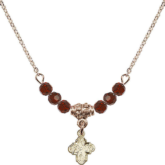 14kt Gold Filled 4-Way Birthstone Necklace with Garnet Beads - 0207
