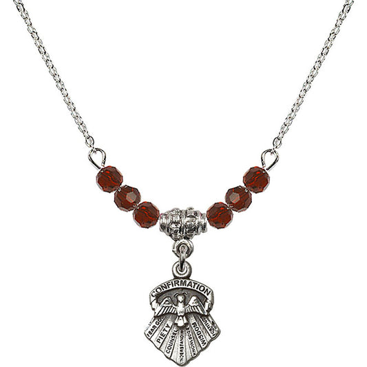Sterling Silver Seven Gifts Birthstone Necklace with Garnet Beads - 0887