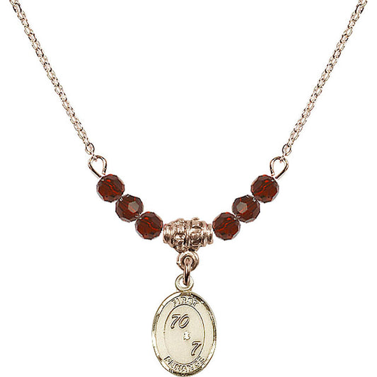 14kt Gold Filled First Penance Birthstone Necklace with Garnet Beads - 0967