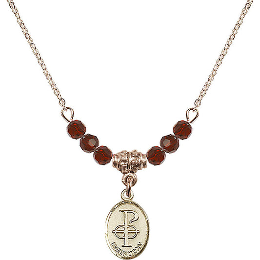 14kt Gold Filled Matrimony Birthstone Necklace with Garnet Beads - 0969