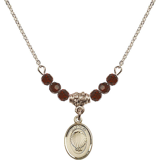 14kt Gold Filled Baptism Birthstone Necklace with Garnet Beads - 0974