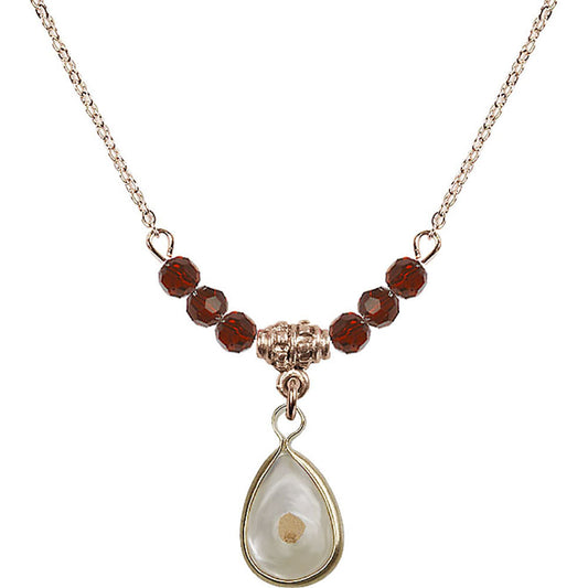 14kt Gold Filled Mustard Seed Birthstone Necklace with Garnet Beads - 1700
