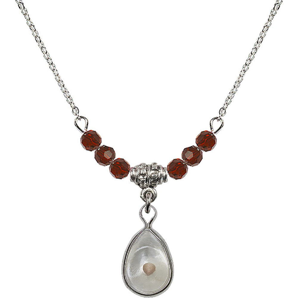 Sterling Silver Mustard Seed Birthstone Necklace with Garnet Beads - 1700