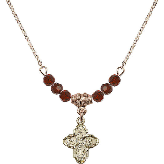 14kt Gold Filled 4-Way Birthstone Necklace with Garnet Beads - 3143