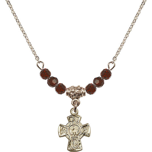 14kt Gold Filled 5-Way Birthstone Necklace with Garnet Beads - 3145