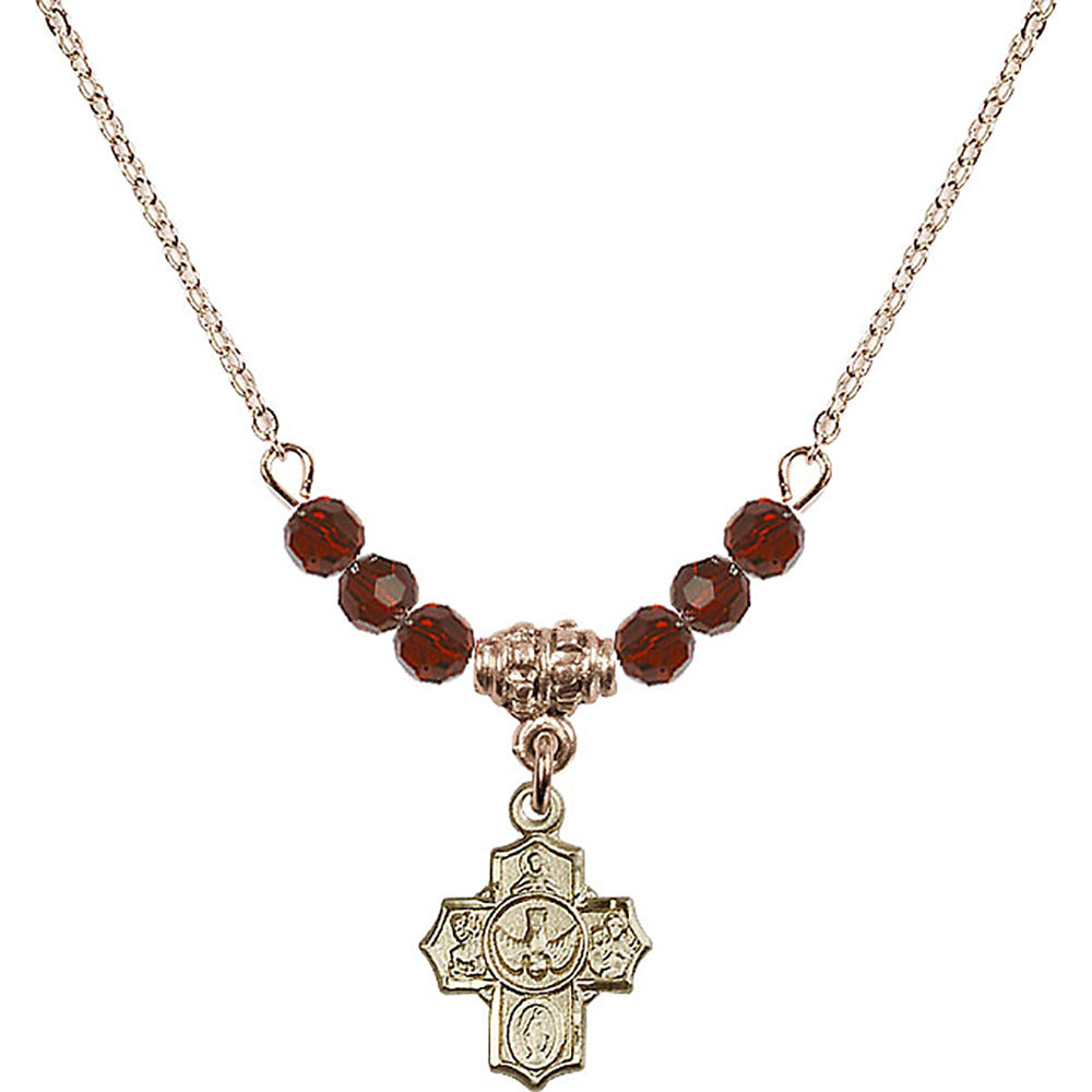 14kt Gold Filled 5-Way Birthstone Necklace with Garnet Beads - 3190