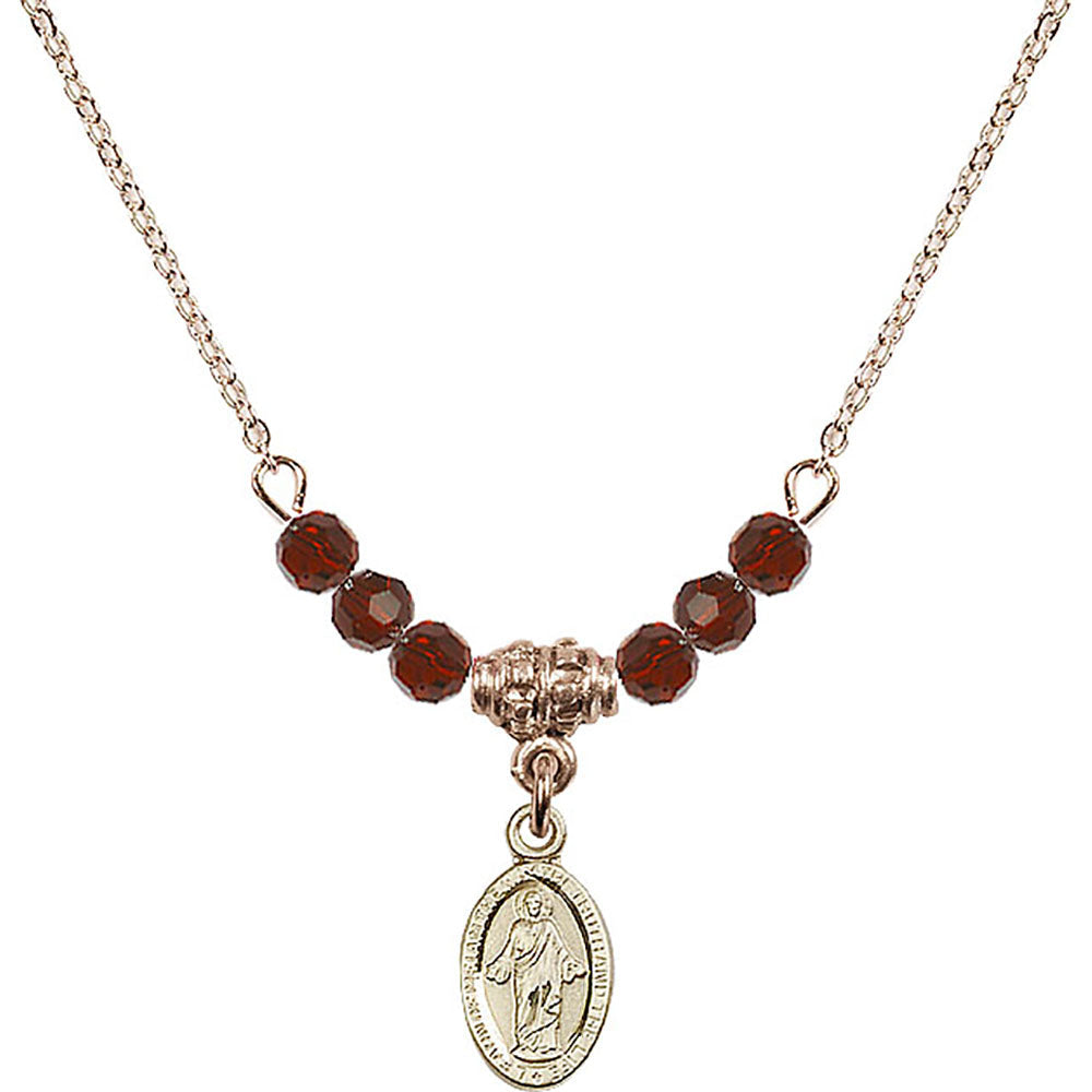 14kt Gold Filled Scapular Birthstone Necklace with Garnet Beads - 4121