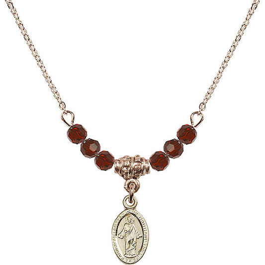 14kt Gold Filled Scapular Birthstone Necklace with Garnet Beads - 4121