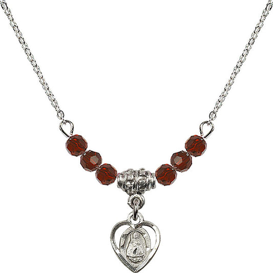 Sterling Silver Infant Birthstone Necklace with Garnet Beads - 5413