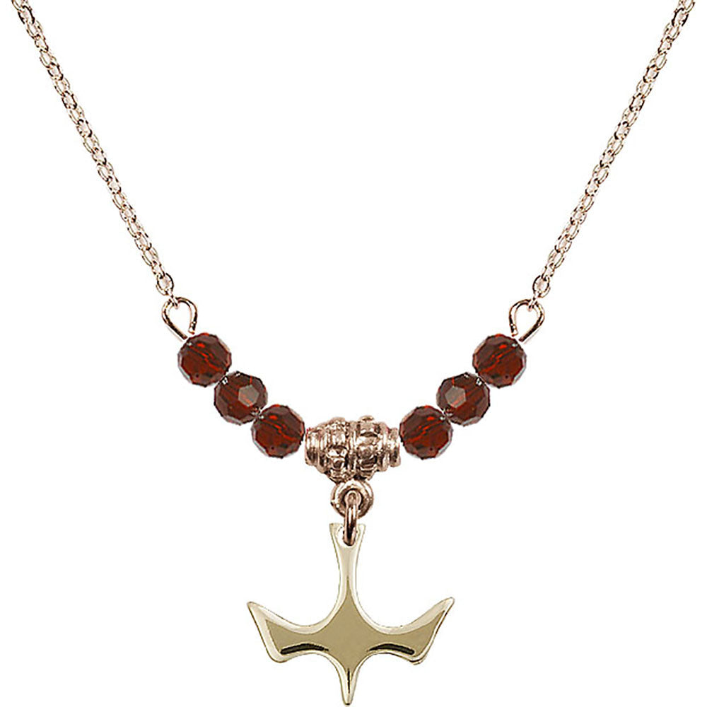 14kt Gold Filled Holy Spirit Birthstone Necklace with Garnet Beads - 5431