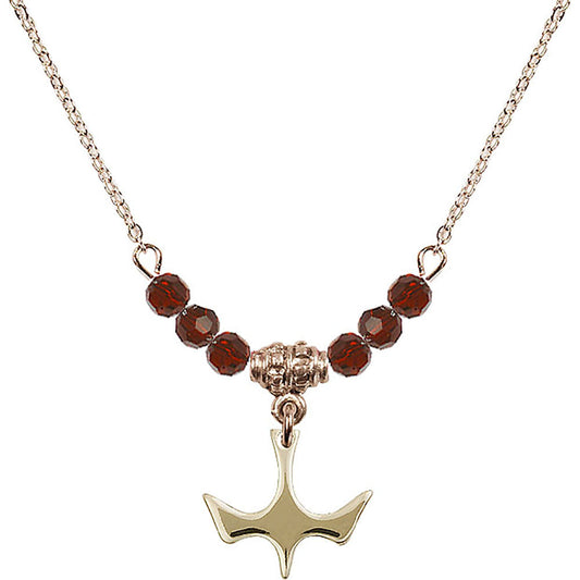 14kt Gold Filled Holy Spirit Birthstone Necklace with Garnet Beads - 5431
