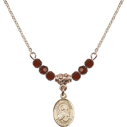 14kt Gold Filled Saint Dorothy Birthstone Necklace with Garnet Beads - 9023