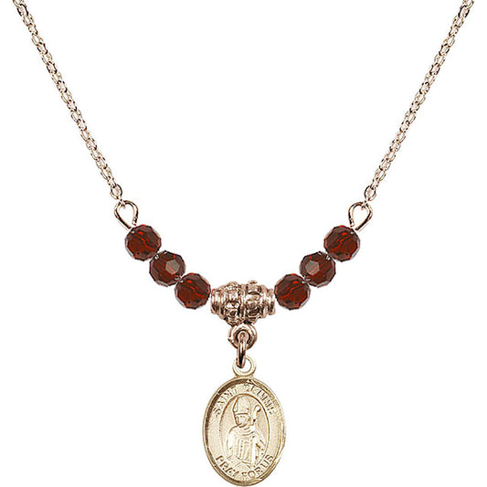 14kt Gold Filled Saint Dennis Birthstone Necklace with Garnet Beads - 9025