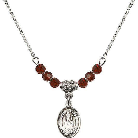 Sterling Silver Saint Dennis Birthstone Necklace with Garnet Beads - 9025