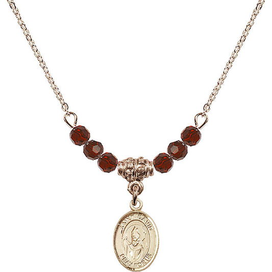 14kt Gold Filled Saint David of Wales Birthstone Necklace with Garnet Beads - 9027