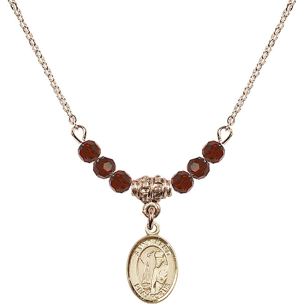 14kt Gold Filled Saint Elmo Birthstone Necklace with Garnet Beads - 9031