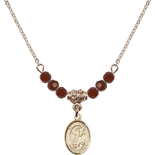 14kt Gold Filled Saint Elmo Birthstone Necklace with Garnet Beads - 9031