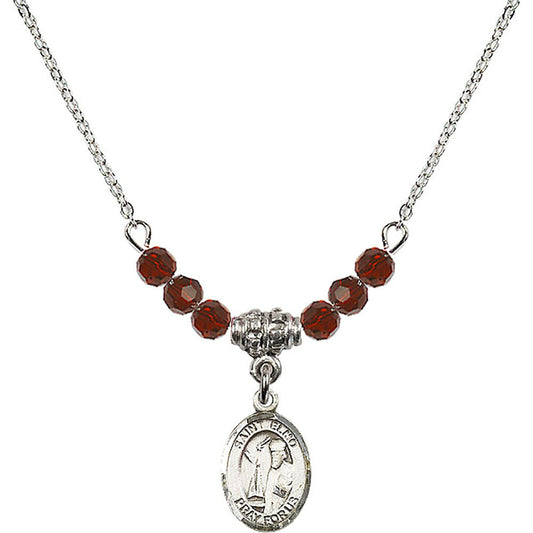 Sterling Silver Saint Elmo Birthstone Necklace with Garnet Beads - 9031