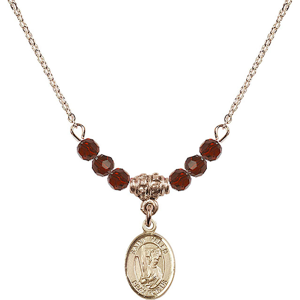14kt Gold Filled Saint Helen Birthstone Necklace with Garnet Beads - 9043
