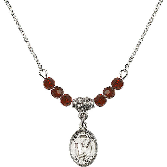 Sterling Silver Saint Helen Birthstone Necklace with Garnet Beads - 9043