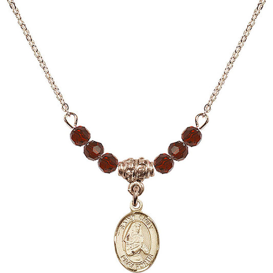 14kt Gold Filled Saint Emily de Vialar Birthstone Necklace with Garnet Beads - 9047