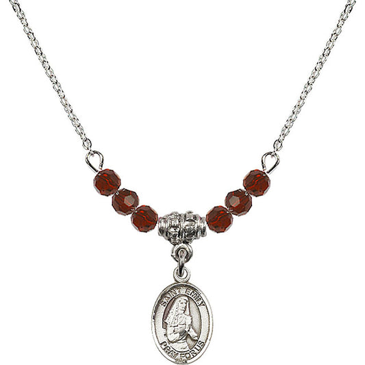 Sterling Silver Saint Emily de Vialar Birthstone Necklace with Garnet Beads - 9047