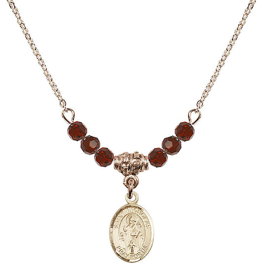 14kt Gold Filled Saint Nicholas Birthstone Necklace with Garnet Beads - 9080