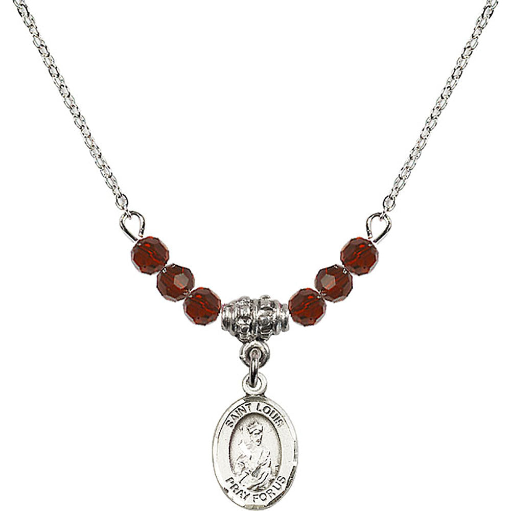 Sterling Silver Saint Louis Birthstone Necklace with Garnet Beads - 9081