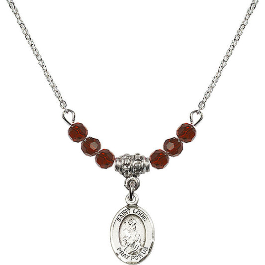 Sterling Silver Saint Louis Birthstone Necklace with Garnet Beads - 9081