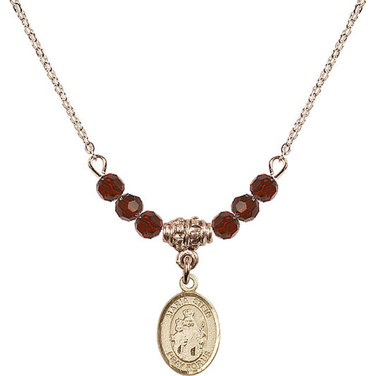 14kt Gold Filled Maria Stein Birthstone Necklace with Garnet Beads - 9133