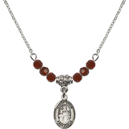 Sterling Silver Maria Stein Birthstone Necklace with Garnet Beads - 9133