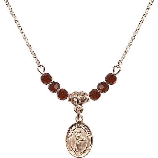 14kt Gold Filled Saint Petronille Birthstone Necklace with Garnet Beads - 9209