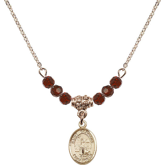 14kt Gold Filled Saint Germaine Cousin Birthstone Necklace with Garnet Beads - 9211