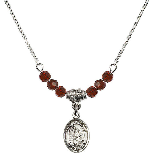 Sterling Silver Saint Germaine Cousin Birthstone Necklace with Garnet Beads - 9211