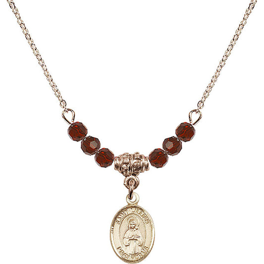 14kt Gold Filled Saint Lillian Birthstone Necklace with Garnet Beads - 9226
