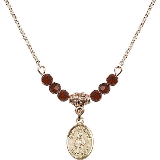 14kt Gold Filled Our Lady of Hope Birthstone Necklace with Garnet Beads - 9230