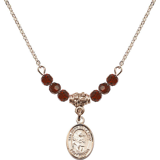 14kt Gold Filled San Juan de la Cruz Birthstone Necklace with Garnet Beads - 9232