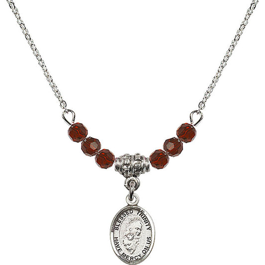 Sterling Silver Blessed Trinity Birthstone Necklace with Garnet Beads - 9249