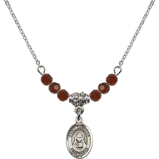 Sterling Silver Saint Rebecca Birthstone Necklace with Garnet Beads - 9252