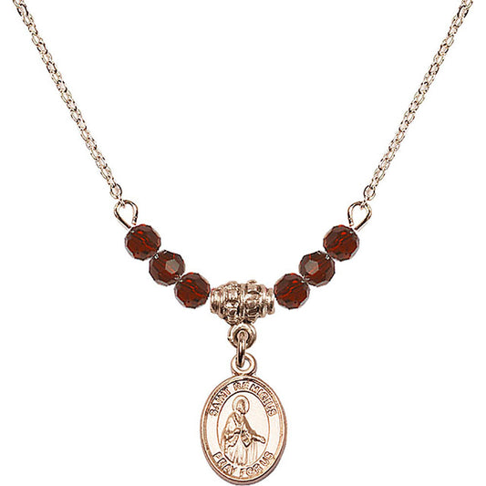 14kt Gold Filled Saint Remigius of Reims Birthstone Necklace with Garnet Beads - 9274