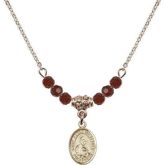 14kt Gold Filled Saint James the Lesser Birthstone Necklace with Garnet Beads - 9277
