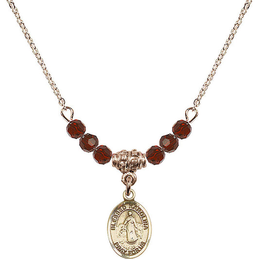 14kt Gold Filled Blessed Karolina Kozkowna Birthstone Necklace with Garnet Beads - 9283
