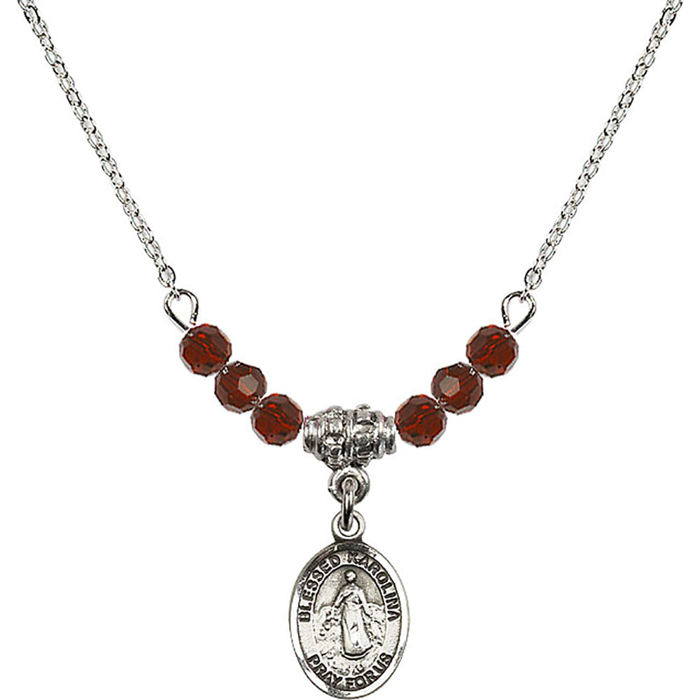 Sterling Silver Blessed Karolina Kozkowna Birthstone Necklace with Garnet Beads - 9283