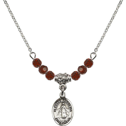 Sterling Silver Blessed Karolina Kozkowna Birthstone Necklace with Garnet Beads - 9283